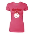 thumbnail image 2 of Wild Bobby, Cute Baseball Mom Ribbon Gift, Mother's Day, Women Slim Fit Junior Tee, Hot Pink, 2XL, 2 of 3