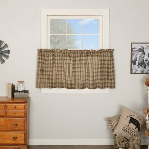 Dark Tan Charcoal Farmhouse Kitchen Curtains Miller Farm Charcoal