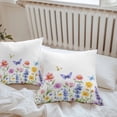 thumbnail image 5 of Purple Blue Pink Flower Outdoor Pillow Covers Pack of 2 Wildflower Butterfly Plant Waterproof Throw Pillow Covers Decorative Cushion Cases for Patio Garden Tent Balcony Couch 18x18 inch, 5 of 8