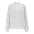 thumbnail image 3 of BXINGOHAI Women's Sherpa Fleece Jacket Faux Fuzzy Long Sleeve Casual Zip Up Bomber Coat White S, 3 of 7