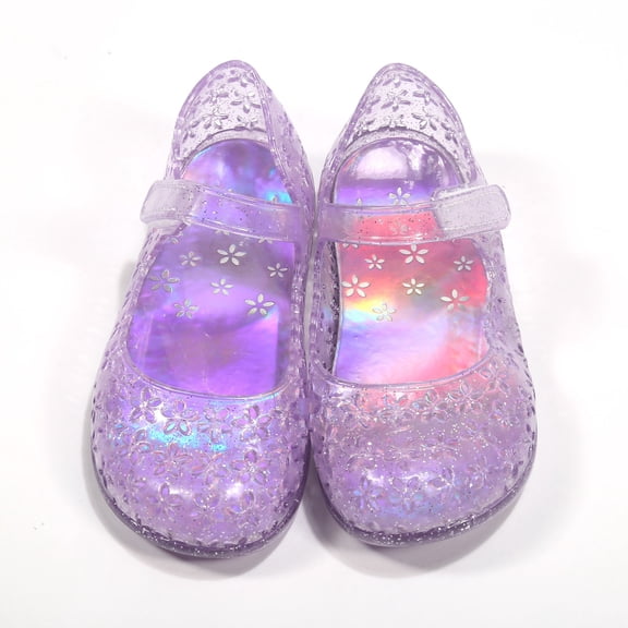 EliteGoogv Girls Jelly Mary Jane Shoes Round Toe Slip On Flat Sandals for Kids Party Dance Beach Summer Footwear US:13/7-8 Years