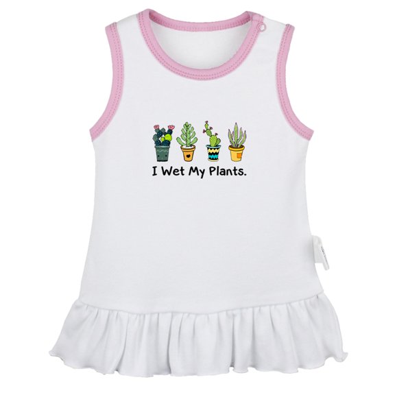 I Wet My Plants Funny Dresses For Baby, Newborn Babies Skirts, Infant Princess Dress, 0-24M Kids Graphic Clothes (White Sleeveless Dresses, 18-24 Months)