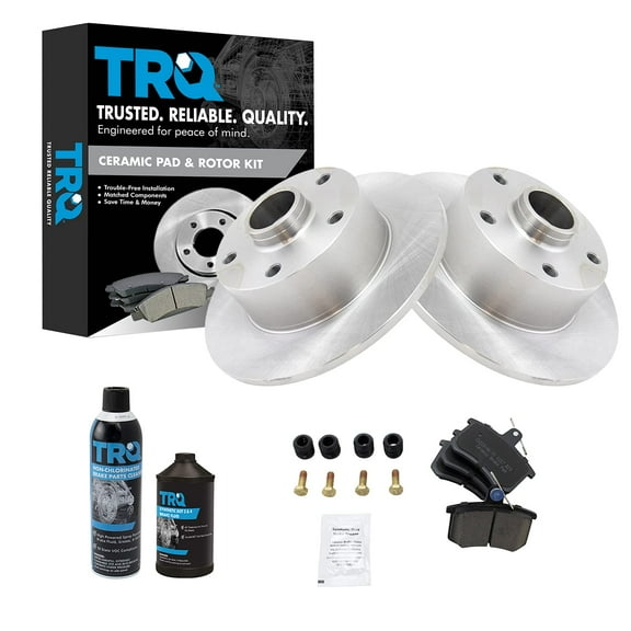 TRQ Rear Ceramic Brake Pad & Rotor Discs Kit w/Chemicals for Audi A4 FWD BKA17702