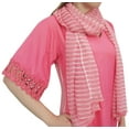 thumbnail image 3 of Bimba Women Designer Pink High Low Straight Kurti Dress With Printed Scarf - 24, 3 of 4