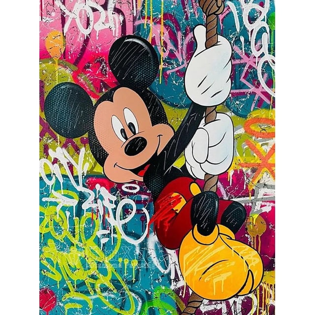 Kit de pintura de diamantes de polvo de Disney, grafiti colorido, Mickey, Hada, dibujos animados, imagen de moda, punto de cruz, hecho a mano, arte de diamantes de imitación DIY