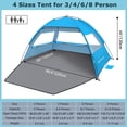 thumbnail image 2 of Venustas Tienda de campaña de playa refugio solar para 3/4-5/6-7/8-10 personas, toldo de playa portátil con protección UV UPF 50+, cabaña ligera y de fácil instalación, 2 of 5