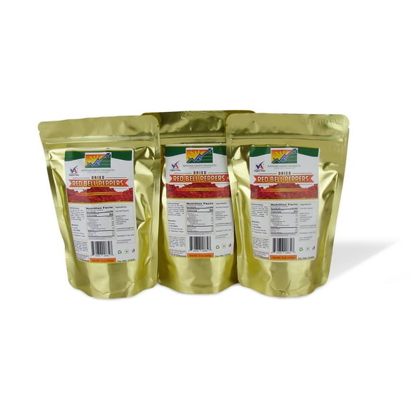 Dehydrated Red Bell Pepper 2-Cup Mylar Bag Triple-Pack