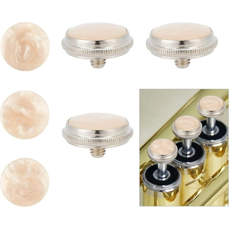 6Pcs Trumpet Valve Finger Buttons Musical Instruments Accessories Imitation Shell Saxophone Finger Button Wind Instruments Replacement for Trumpet Saxophone Platinum Tray 13.5mm
