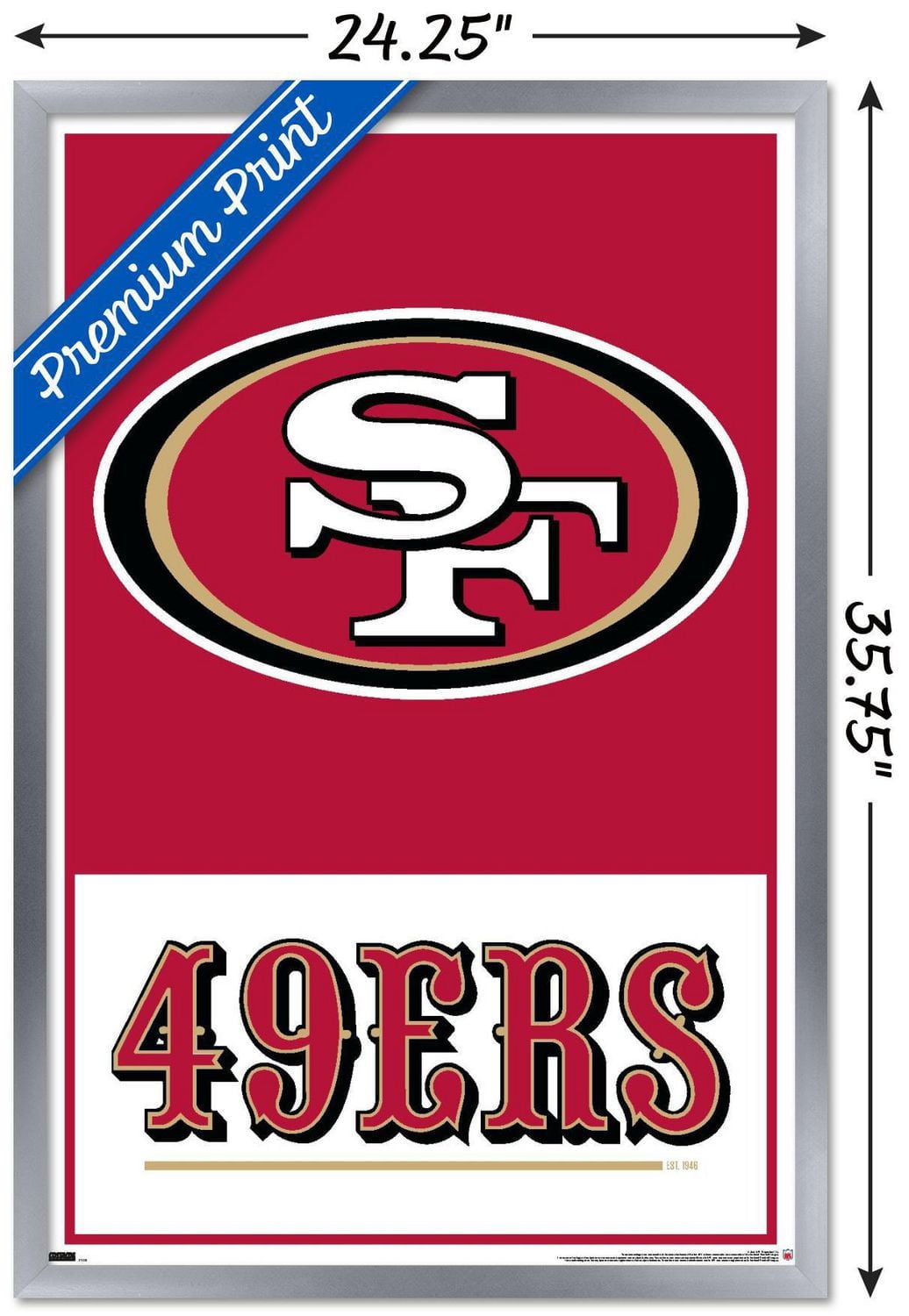 NFL San Francisco 49ers - Logo 21 Wall Poster, 22.375" x 34" Framed