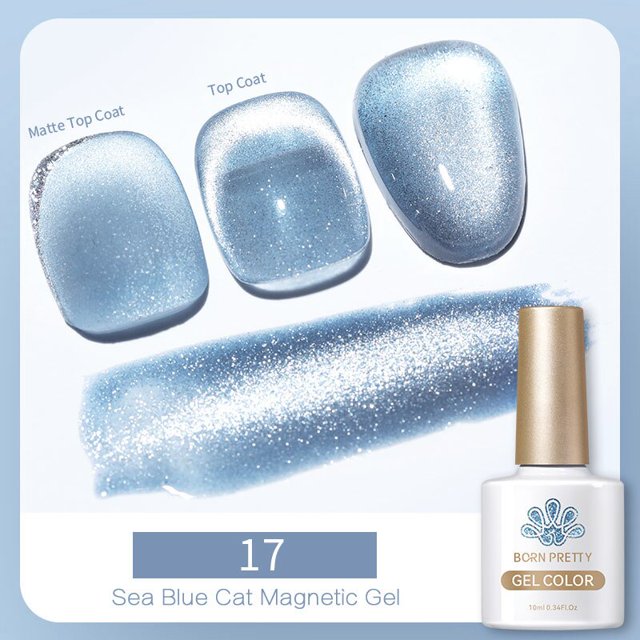 BORN PRETTY Sea Blue Cat esmalte de uñas en Gel magnético, barniz de uñas brillante semipermanente, luz de nieve, nueva actualización, 10ml