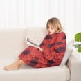 thumbnail image 4 of Red Cheetah Leopard Pattern Blanket Hoodies for Kids 6-13YR Oversize Wearable Blanket Hoodies for Boys Girls Teens, 4 of 7