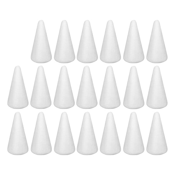 Conos de espuma Crafjie de 5,3 x 9,4 cm, 20 unidades, poliestireno blanco