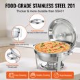 thumbnail image 3 of VEVOR Chafing Dish Buffet Set, 6 Qt 4 Pack, Stainless Steel Chafer with Full Size Pan, Round Catering Warmer Server with Lid Water Pan Stand Fuel Holder Cover Holder Spoon, for at Least 6 People Each, 3 of 9