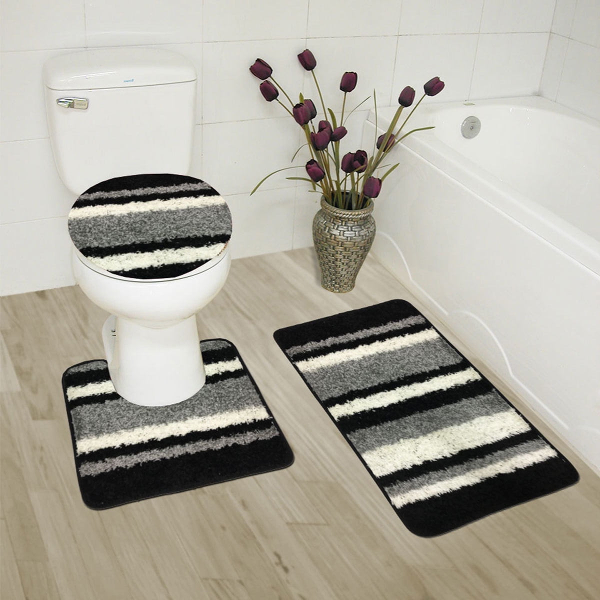 Abby 3 Piece Bathroom Rug Set Bath Contour Lid Cover Navy - Contour Bathroom Rug Sets Abby 3 Piece Bathroom Rug Set Bath Contour Lid Cover Navy - Contour Bathroom Rug Sets