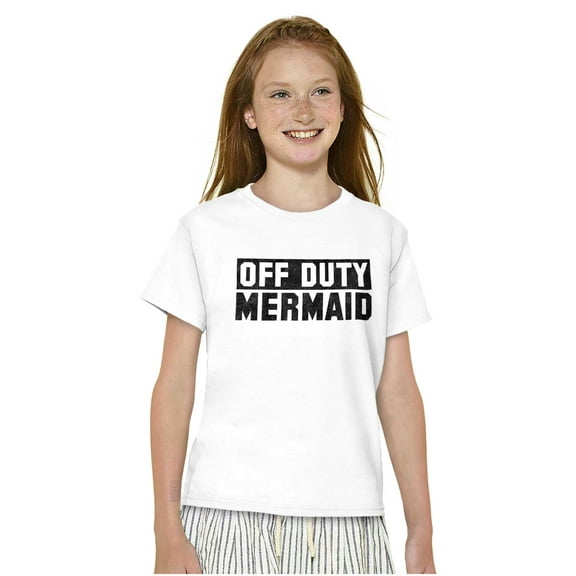 Off Duty Mermaid Funny Beach Swim Girls Kids T Shirt Tees Teen Brisco Brands XS