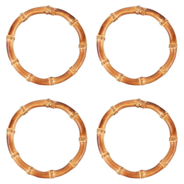 4 Piezas Reemplazos de Resolver de Bolsa de Bambú Redondo de Madera Hecho una Mano Bolso Monedero Asas para la ElaboracióN de Bolsos
