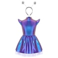 thumbnail image 3 of Moggemol Robe pour Filles Enfants 2 Pcs Alien Déguisement Iridescent Brillant Manches Volantées Robe Tutu à Volants avec Serre-Tête Coloré Argent 14, 3 of 6