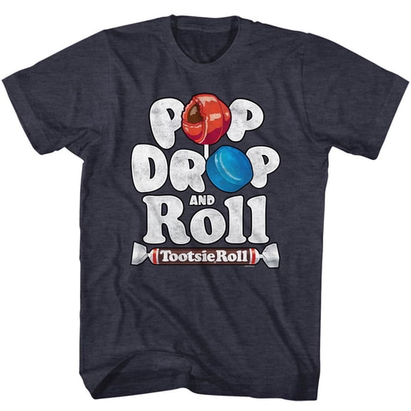 Tootsie Roll PopdropRoll Navy Heather Adult T-Shirt