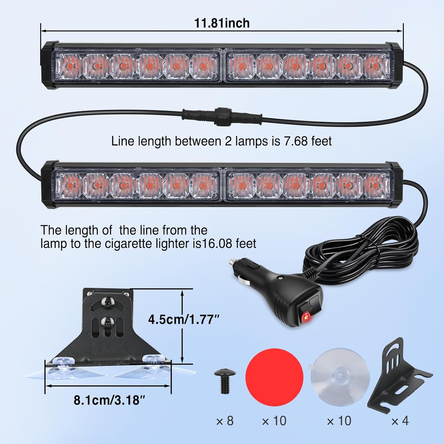 Nilight 24LED Emergency Strobe Traffic Advisor Light Bar 2 in 1 Purple Dash Warning Safety Flashing Lights Front/Rear Windshield Construction Lights for Trucks Cars