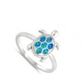thumbnail image 4 of CHOOSE YOUR COLOR Blue Simulated Opal Hexagon Turtle Tropical Animal 925 Sterling Silver Ring CZ Female Size 7, 4 of 4