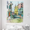 thumbnail image 1 of Fine Art Tapestry, Watercolor Sketch Style Hand Drawn City Scenery with Retro Architecture Buildings, Wall Hanging for Bedroom Living Room Dorm Decor, 60W X 80L Inches, Multicolor, by Ambesonne, 1 of 2