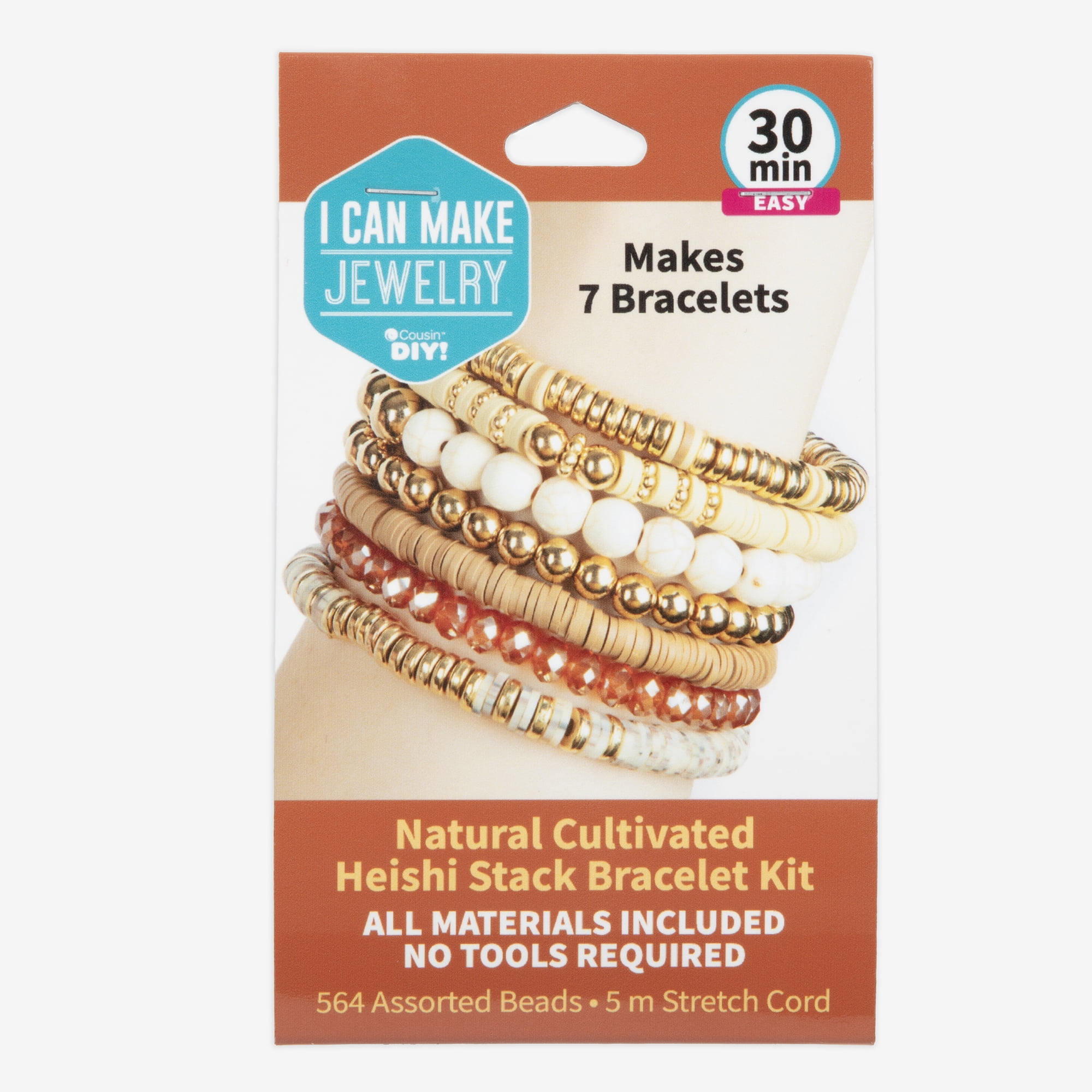 Cousin DIY Neutral Heishi Stack DIY Bracelet Kit, Clay/Metal, 564 Beads, Adult /Teen, 69995661