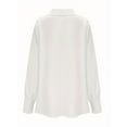 thumbnail image 5 of Women'S Elegant Satin Silk Blouse Cowl Neck Ruched Front Draped Long Sleeve Work Office Shirt Top White L, 5 of 6