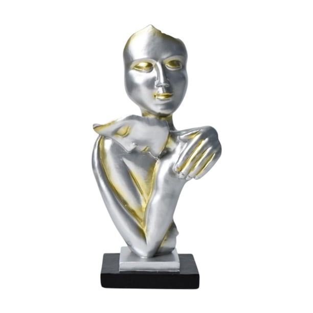 Escultura de cara abstracta, estatua de abrazar, estatua de amante abrazado, figura coleccionable Champán