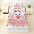 thumbnail image 3 of Manfei Halloween Bow Ghost Twin Sheets 3pcs, Cute Rose Flower Pumpkin Bedding, Peach White,1 Fitted Sheet, 1 Flat Sheet and 1 Pillowcase, 3 of 5