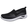thumbnail image 6 of Women's Mesh Walking Sneakers Lightweight Breathable Workout Shoes Elderly Slip on Summer Casual Tennis Shoe wirh Arch Support Black Size 6.5, 6 of 7