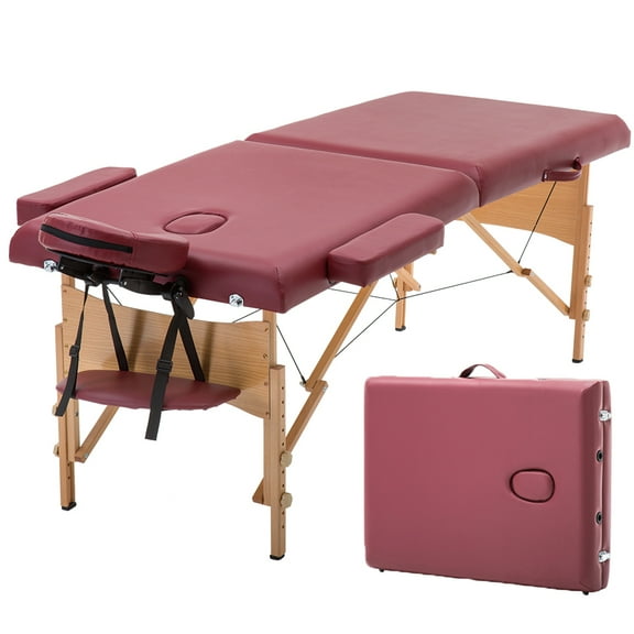 BestMassage 2" Pad 84" Burgundy Massage Table Free Carry Case Bed Spa Facial