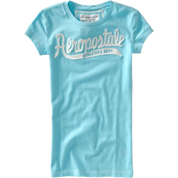 Aeropostale playera bordada con gráfico para mujer, azul, extra pequeña