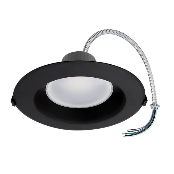 Maxxima 8 in. Recessed Commercial LED Downlight, Selectable Color Temperature / Wattage, Black Trim, Up To 2200 Lumens, ETL Listed, 0-10V Dimmable