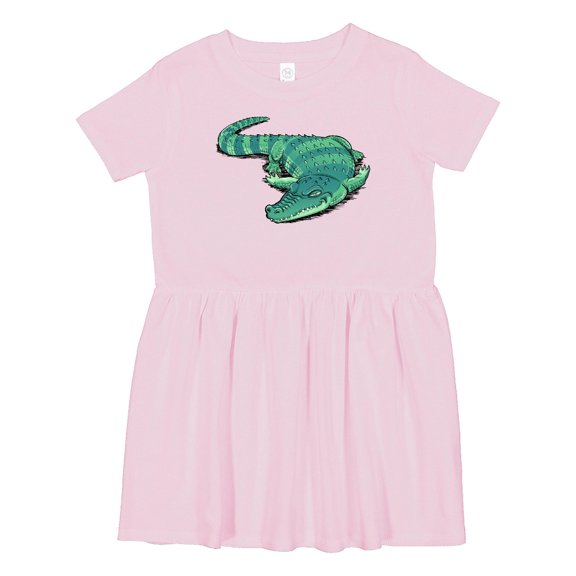 Inktastic Cute Sleepy Alligator Green Alligator Design Girls Toddler Dress