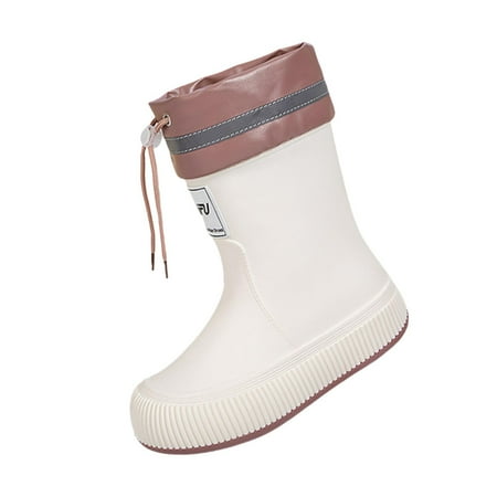 Sharplace Rain Boots for Women Mid Calf Rain Boots Comfortable Anti Slip Work Boots Versatile Garden Shoes Rain Shoes for Hiking Travel Beige