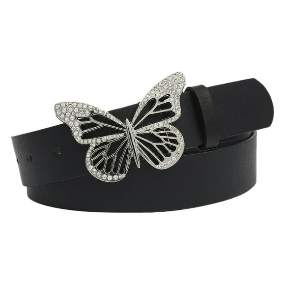 Women Belts Fashion Soft Leather Belts With Butterfly Buckle Belt mens belt Black