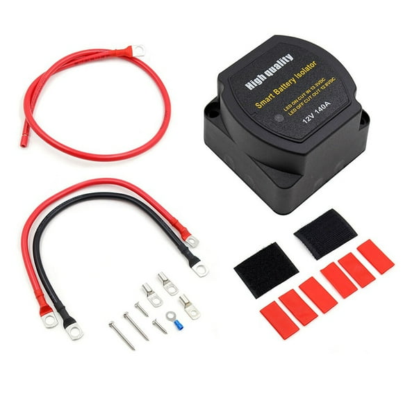 mmirethe 12V Dual Battery Isolator Relay with Cable Wire Voltage Sensitive Switch Charging Replacement Part Electronic Truck