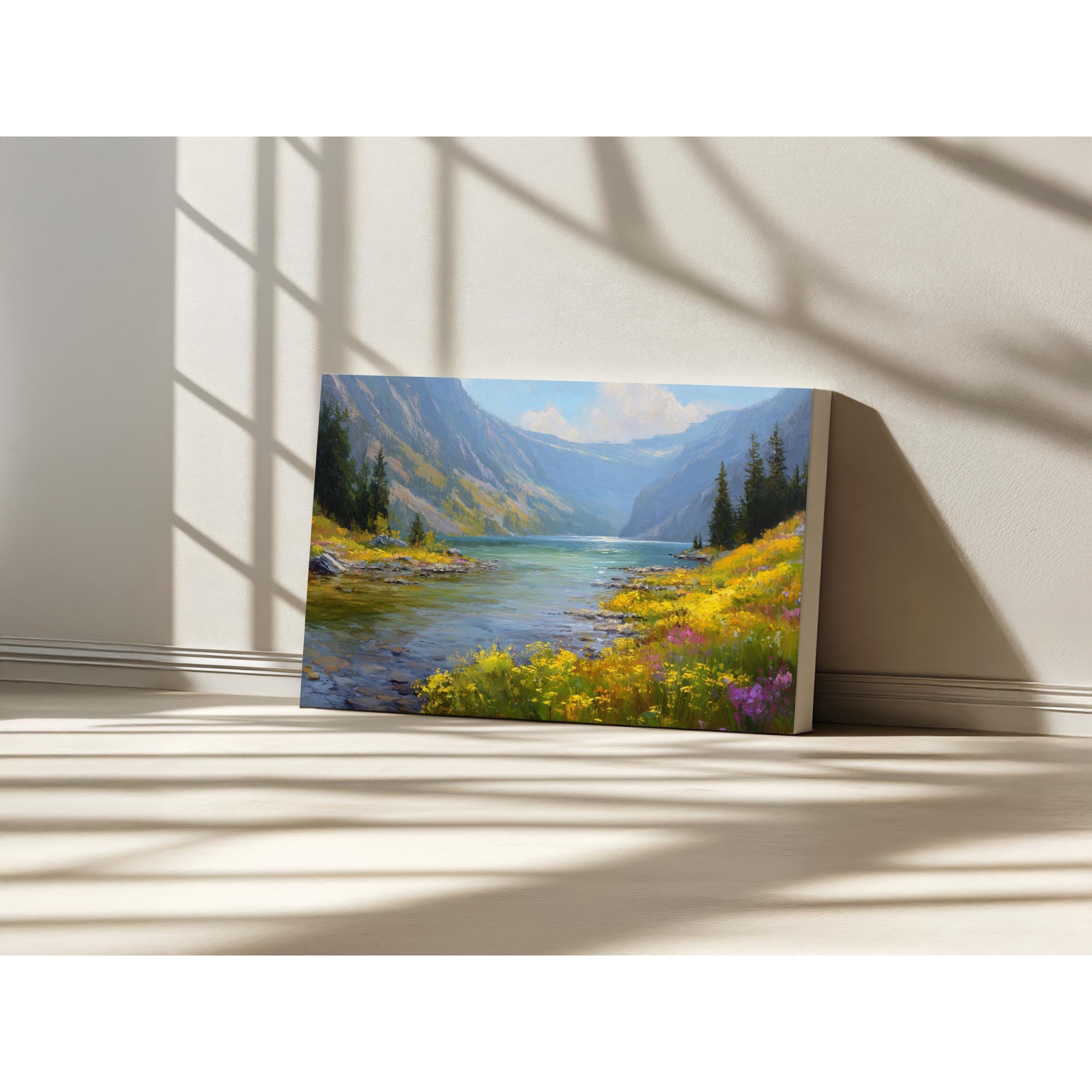 Avalanche Lake Glacier National Park Montana Mountain Forest Lakeside Spring Wildflower Nature Landscape Botanical Wall Art Alternate Style 2 Poster , Poster Print Only