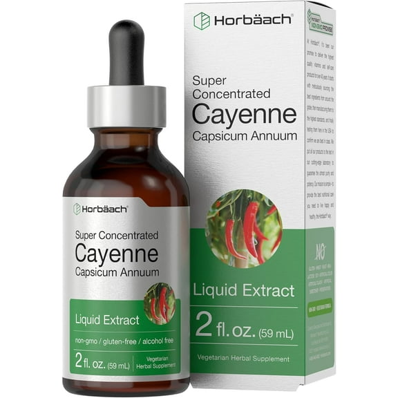 Cayenne Pepper Liquid Extract | 2 oz | Vegetarian Tincture for Men and Women | by Horbaach