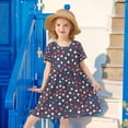 thumbnail image 6 of FORMRS Girls Short Sleeve Dress Summer Casual Round Neck A-line Beach Sundress, Sizes 2T-8T, Red Starry Pattern, 6 of 8
