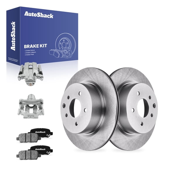 AutoShack Rear Brake Rotors Ceramic Brake Pads Calipers | Replacement for 2008-2010 INFINITI EX35 3.5L V6 AWD RWD | 8-PC Brake Kit