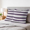 thumbnail image 6 of Pillow Covers 18x18 Set of 2, Purple Grey Stripe Square Throw Pillow Covers for Couch/Sofa/Living Room, Minimalist Farmhouse Striped Decorative Soft Pillowcases for Couch Throw Pillows, 6 of 9
