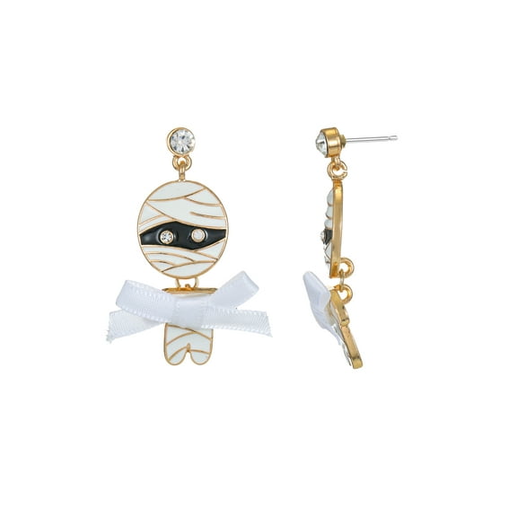Way to Celebrate Halloween Dangling Mummy Earring with Bow, 1 Pair