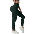 thumbnail image 2 of Cellulite 3D Leggings for Women No Front Seam Leggings Workout Yoga Pants Scrunch Butt Lifting Leggings Push Up Yoga Pants Sculpting Yoga Fitness Pants Full Length Buttery Soft Blackish Green L, 2 of 5