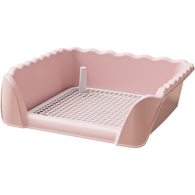 HUGFEGWE Dog Toilet Pee Pad Holder Portable Easily Clean Anti Splashing Training Potty Tray with Removable Post for Other Pets Rabbit, Pink CJB91-38238