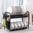 thumbnail image 1 of Dish Drainer 2-Layer Dish Drying Rack Drain Plate Rack with Drip Tray Kitchen Multi-Purpose Metal Dish Rack Storage Rack with Cutlery Rack, 1 of 6