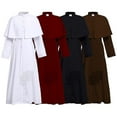 thumbnail image 1 of Disfraz de sacerdote de Halloween con collar cruzado unisex hombres mujeres sólido largo padre vicario vestido elegante prendas de vestir medieval-u, 1 of 4