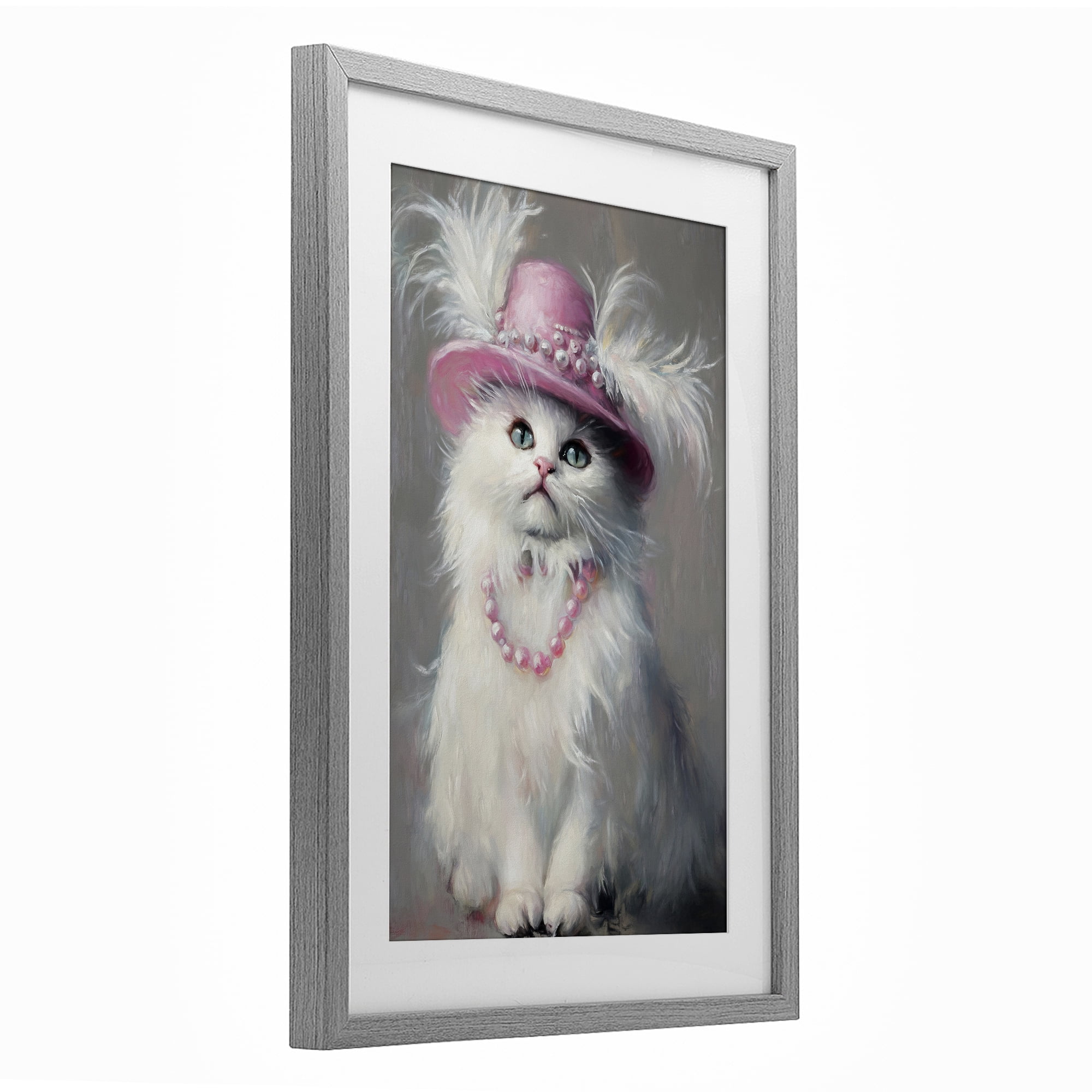 Stupell Industries Beautiful Brigitte Cat Gray Framed Print Under Glass, design by Tina LeCour