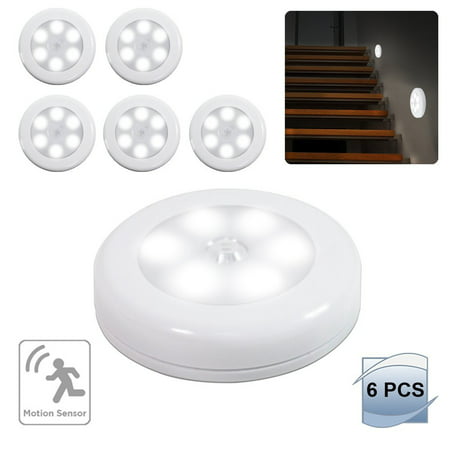 eTopLighting 6 Pack LED Motion Sensor Night Light, Mini Round Wall Light with 3M Double Side Adhesive Pad, Built-in