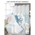thumbnail image 4 of No Hook Teal Blue Octopus Coastal Shower Curtain with Snap in Liner Set, Nautical Coral Starfish Waterproof Fabric Bathroom Curtains with See Through Top Window, Hotel Style Modern 66 x 72 Inch, 4 of 7